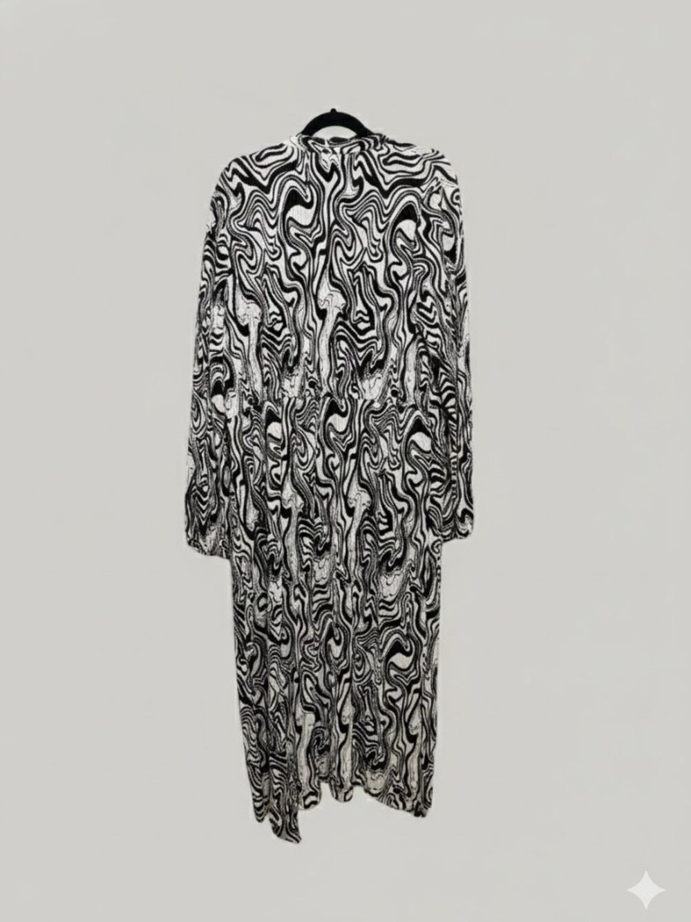 Abstract Crinkle Long Duster Jacket Ivory & Black 3X - Picture 6 of 9